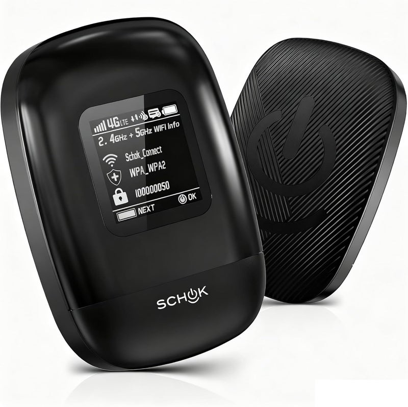 Schok 4G LTE Portable WiFi - Cat 12 Mobile Hotspot Travel Router, 600Mbps Download High Speed, Dual Bands (2.4GHz/5GHz), Supports 16 Connected Devices, Compatible with Verizon，T-Mobile, ATT - Image 1